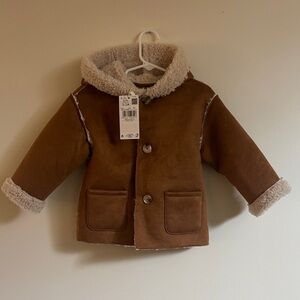 2T Mango faux shearling and suedette coat